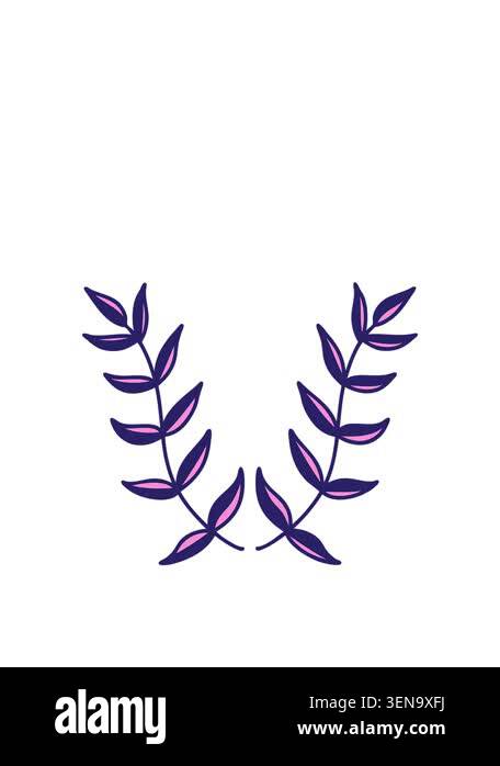 stretching up animation of tattoo in traditional style of a laurel ...