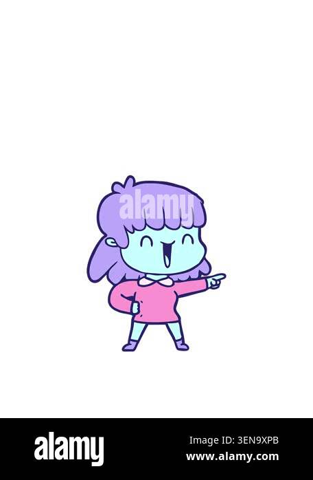 rise and float animation of cartoon woman neon color drawing Stock ...