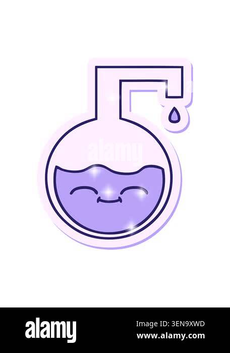 glitter effect animation of sticker of a cute cartoon science ...