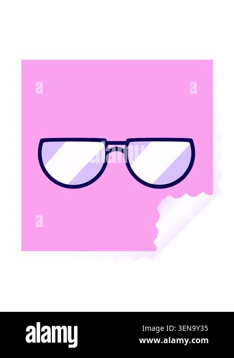 neon light effect animation of spectacles graphic square sticker stamp ...