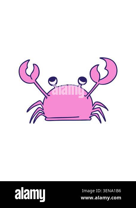 popping motion animation of hand drawn quirky cartoon happy crab Stock ...
