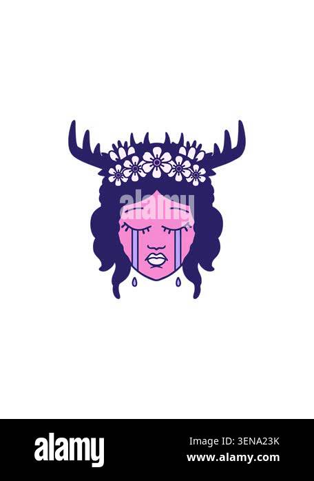 starburst effect animation of Retro Tattoo Style crying human druid ...