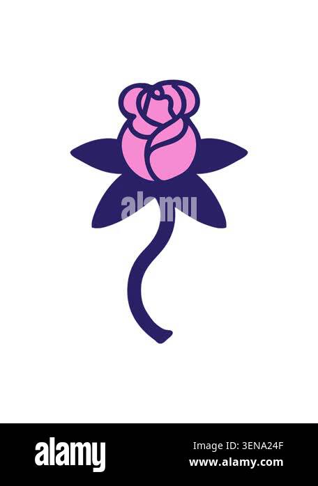 spinning motion animation of tattoo in traditional style of rose Stock ...
