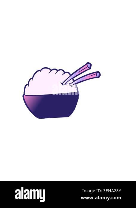 horizontally vibrating animation of cartoon bowl of rice design Stock ...