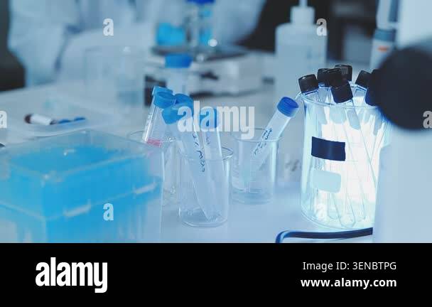 close up of scientist working with test tube in modern lab Stock Video ...