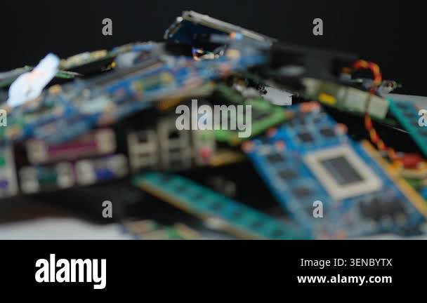 Aftermath of AI booming economy, e-waste pile of computer components ...
