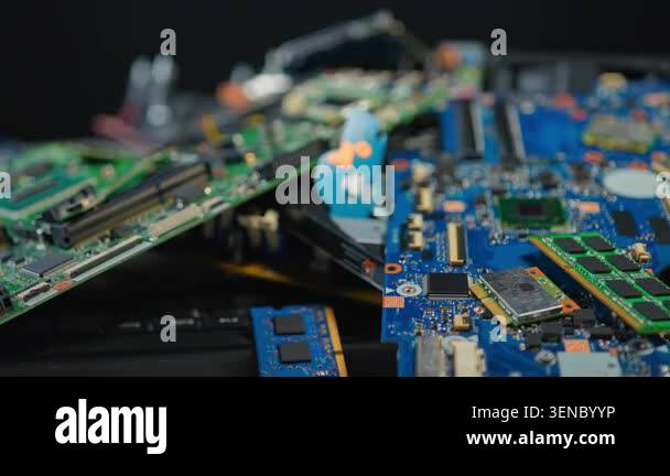 Aftermath of AI booming economy, e-waste pile of computer components ...