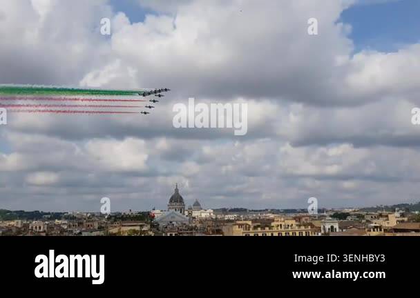 italian military aircraft with the flag of tricolori Stock Video ...