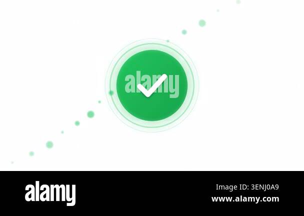 Animated green checkmark icon with particles Stock Video Footage - Alamy