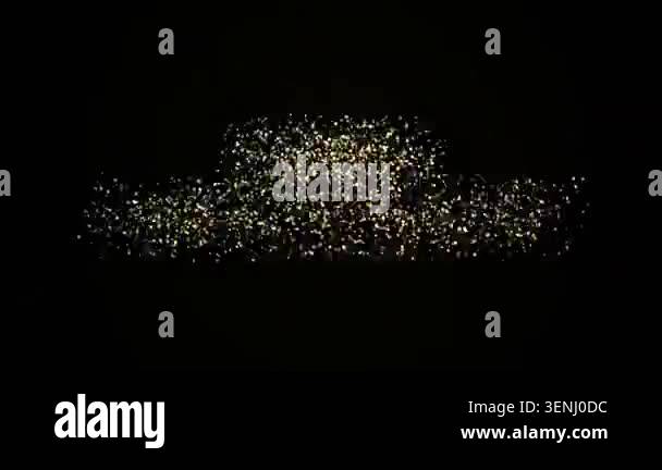 Golden particles forming 50th Anniversary text glittering black ...
