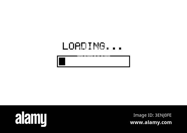 Pixelated loading bar animation in retro 8-bit style on white ...