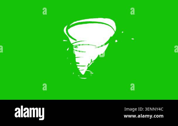 twister cartoon animation in green background. isolated tornado visual ...