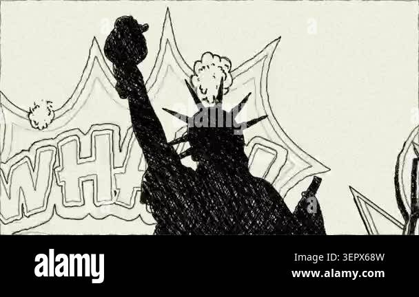 Comic Style Statue of Liberty Silhouette With Pop Art Speech Bubbles ...