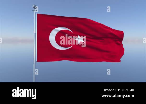Turkey Flag Waving Animation Cinematic 4K Motion Background Stock Video ...