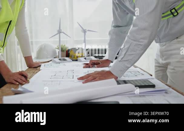 Closeup of engineers hands working brainstorming about design ...