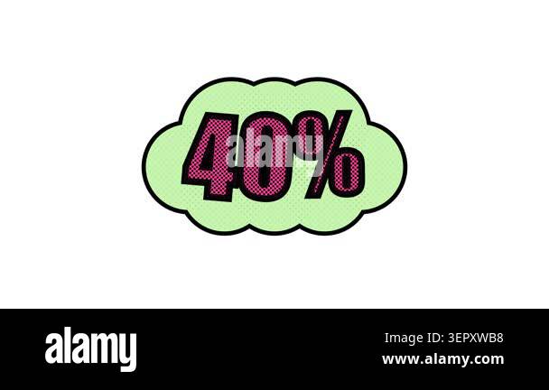 Dynamic animation of a 40 percent discount sticker, ideal for sales ...