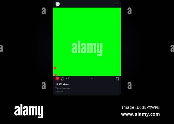 A social media post interface with a green screen area for custom ...