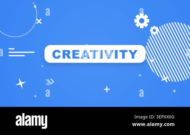 A dynamic blue background featuring the word Creativity with various ...
