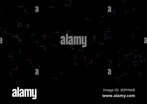 Abstract digital glitch animation featuring colorful pixelated lines ...