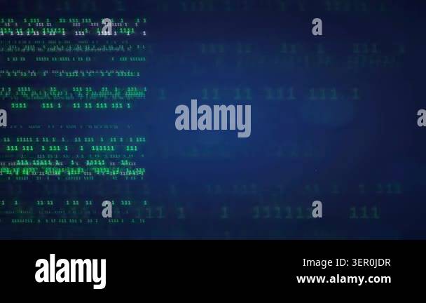 Abstract Digital Data Stream with Binary Code Numbers Flowing on Dark ...