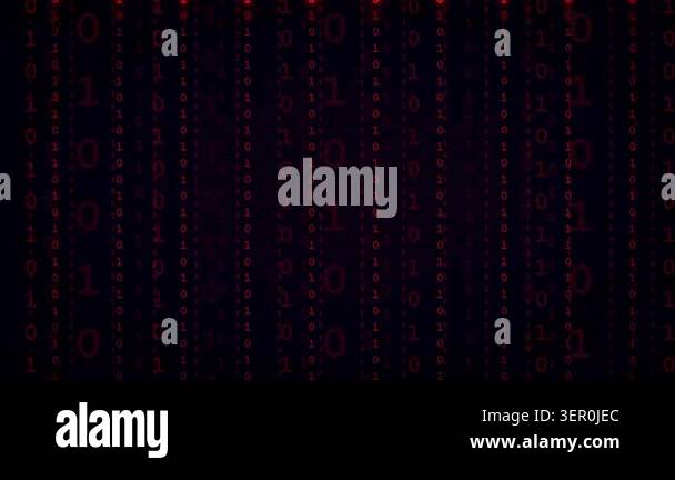 Abstract Digital Binary Code Background with Red Glowing Numbers ...
