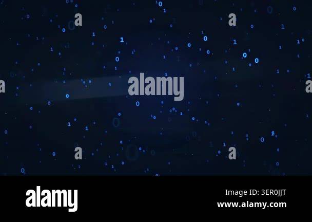 Abstract digital background with flowing binary code numbers in deep ...