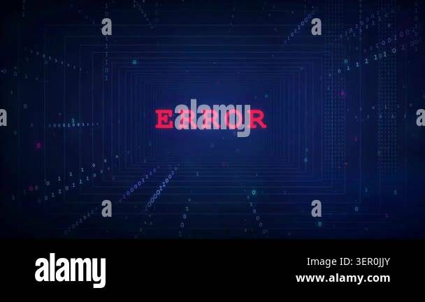 Digital System Error Message with Glitch Effect and Binary Code on Dark ...