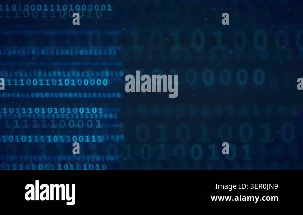 Abstract Digital Binary Code Background with Floating Blue Numbers and ...