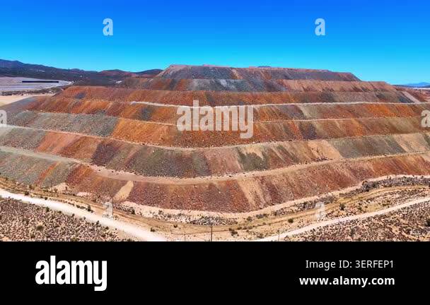 Large mine waste rock dump in an arid desert region of the southwestern ...