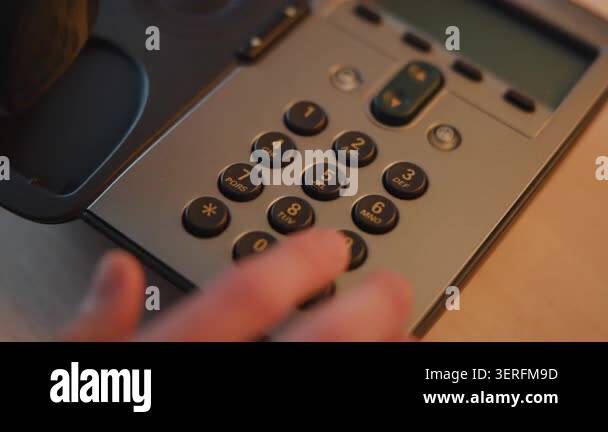 White Hand Dialing Office Phone Keypad, Close Focus On Numbered Buttons ...