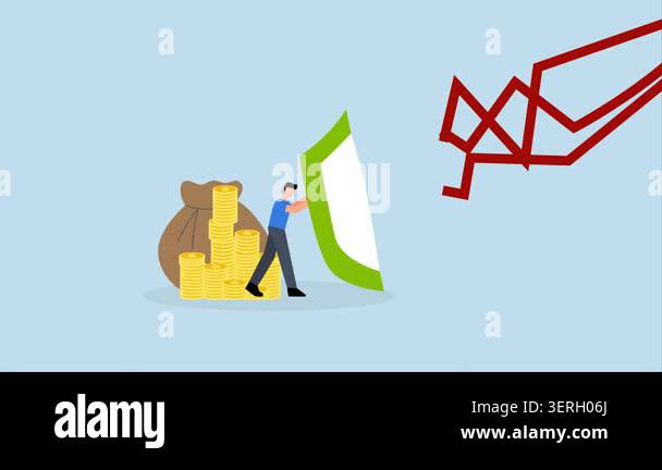 Financial security, 4k animation of powerful businessman wielding ...