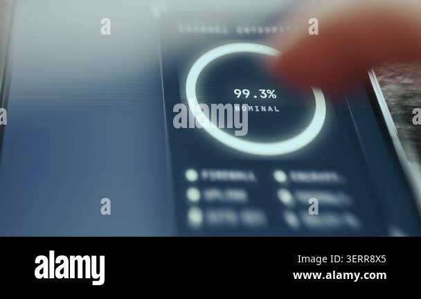 UI with a circular progress bar indicating a status of 99.3 percent ...