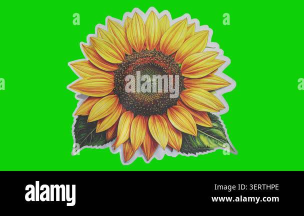 Paper unfolds revealing a sunflower sketch, radiant and detailed for ...