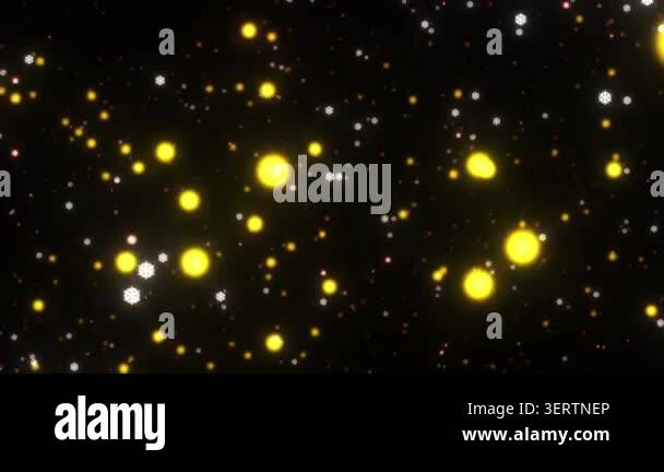 Abstract Winter Background with Falling Snowflakes and Golden Light ...