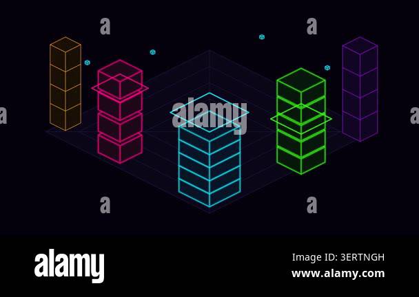 Neon Isometric Data Visualization Abstract Background Stock Video ...