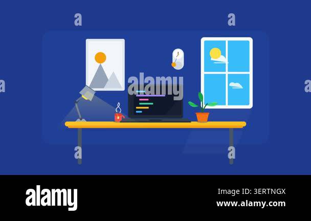Modern Software Development Workspace Illustration Stock Video Footage ...