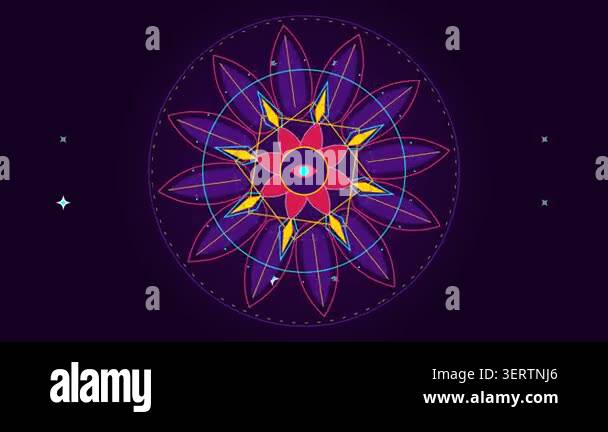 Abstract Sacred Geometry Mandala with Pulsing Eye Motion Background ...