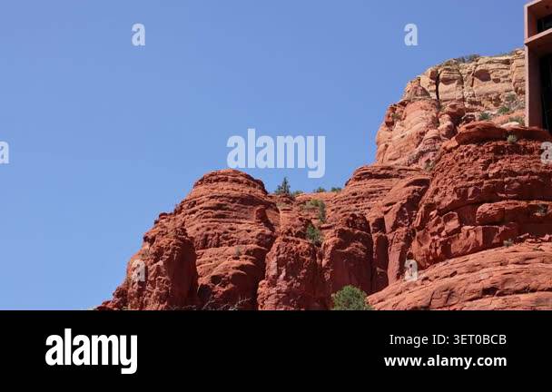 Pan Across Chapel of the Holy Cross Surrounded by Sedona Red Rocks ...