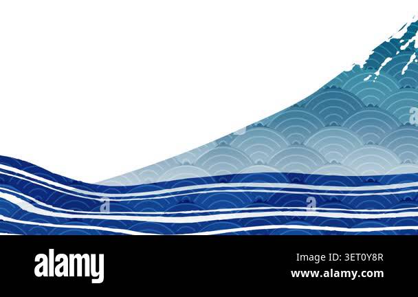 Stylized Traditional Japanese Wave and Mountain Design 4K Stock Video ...