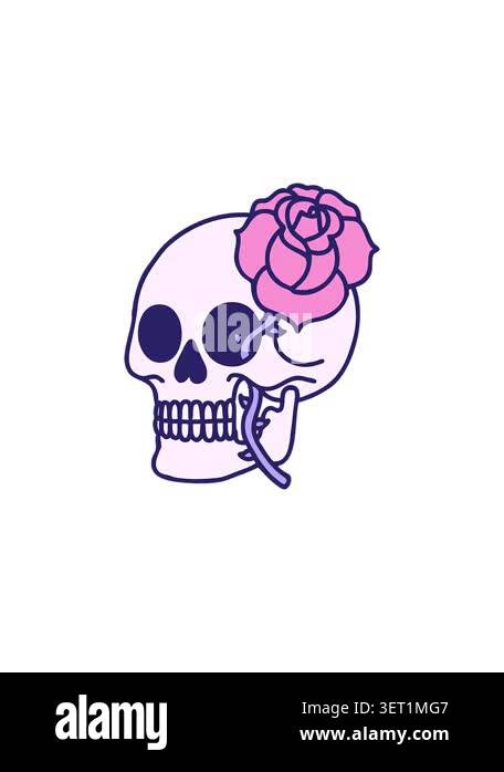 Vertical video showing a stylized illustration of a human skull with a ...