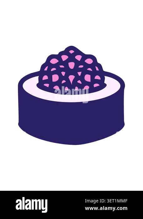 Vertical video showing a stylized, animated illustration of a sushi ...