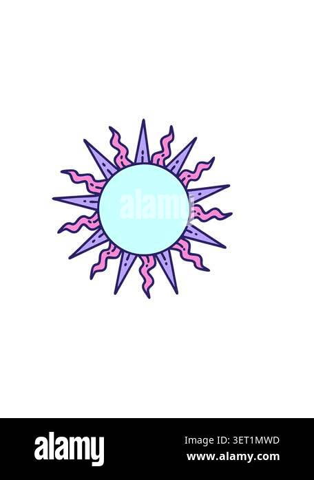 Vertical video showing animated illustration of a stylized sun with ...