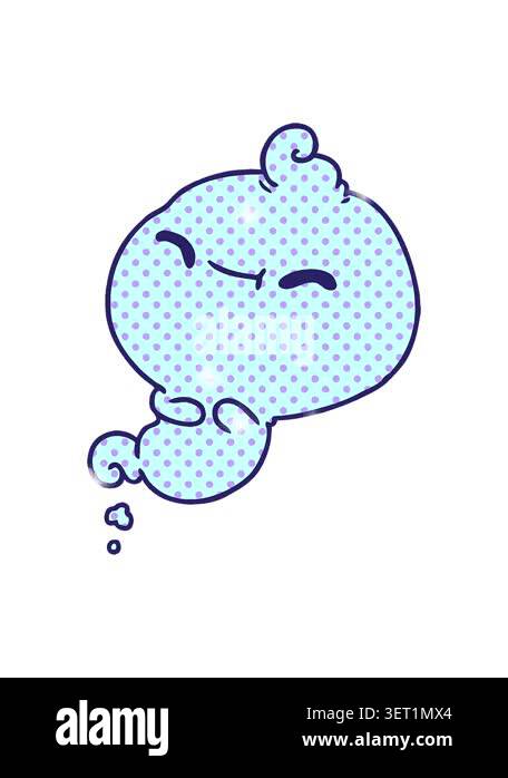 Vertical video showing cute cartoon ghost character with a happy ...