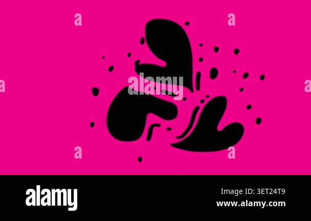 Video transition with rotating heart shapes on a black screen. Romantic ...