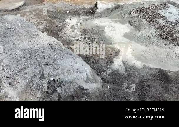 View of casting process. Manual concrete pouring process at a building ...