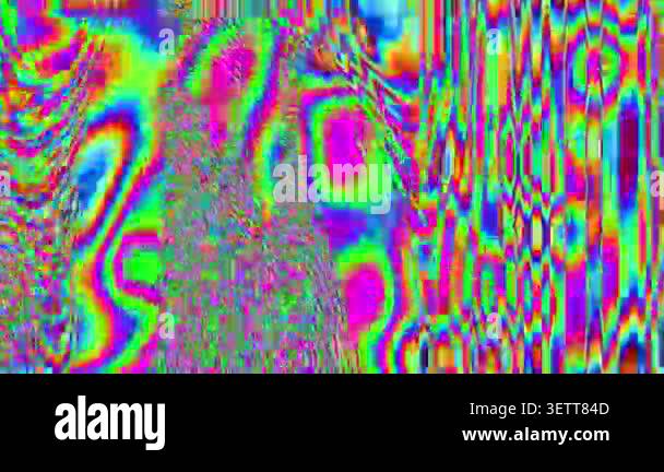 Colorful wavy patterns and a distorted visual effect creating a ...