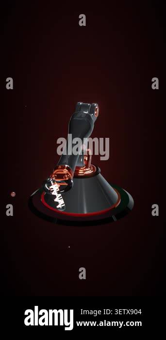 A high-tech hazard robot examines a suspended virus sequence. The scene ...