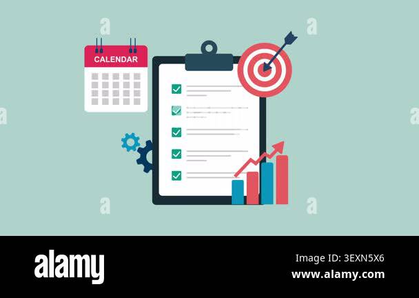 Business Goals Achievement and Growth 2d Animation with Alpha Matte ...