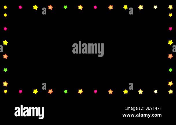 Colorful filled stars flicker and sparkle around a decorative border ...
