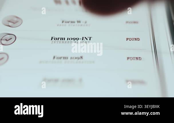 List including Form 1099-INT and Form 1098 Stock Video Footage - Alamy